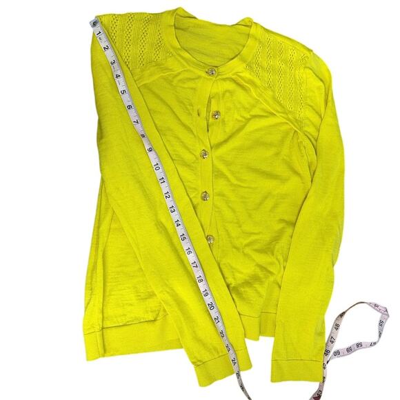 Escada Chartreuse Button Front Knit Cardigan Size L Made in Italy - Picture 10 of 13